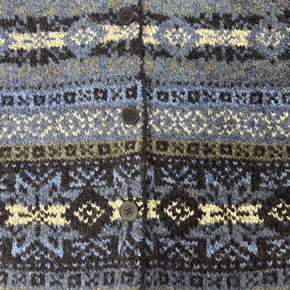 Nautica Womens Button Up Fair Isle Cardigan Sweater Blue Sz M Wool Blend Nordic - Picture 4 of 6